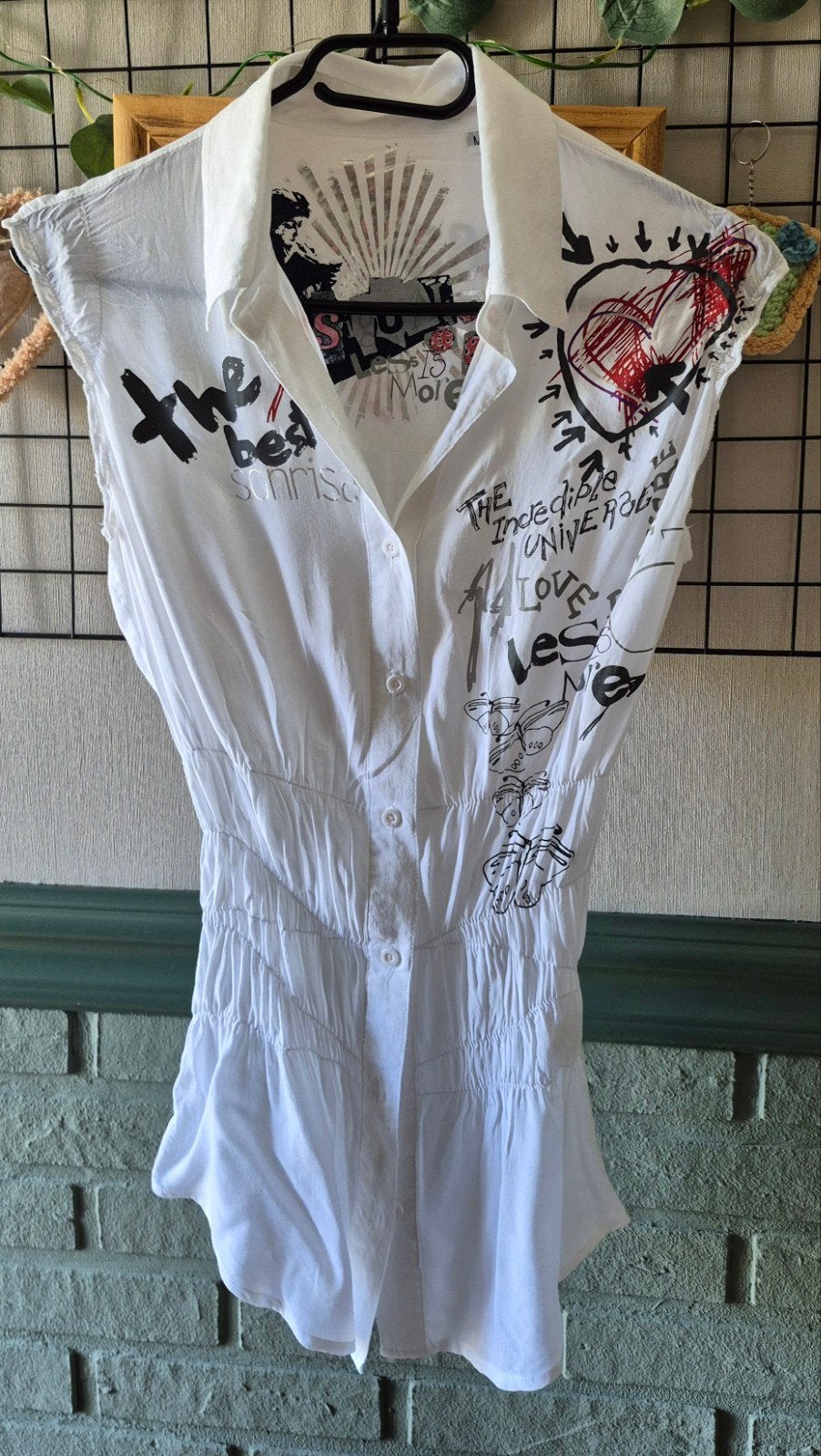 Desigual blouse maat M - Wit met print, Maat 38/40 (M), Wit, Ophalen of Verzenden, Zo goed als nieuw