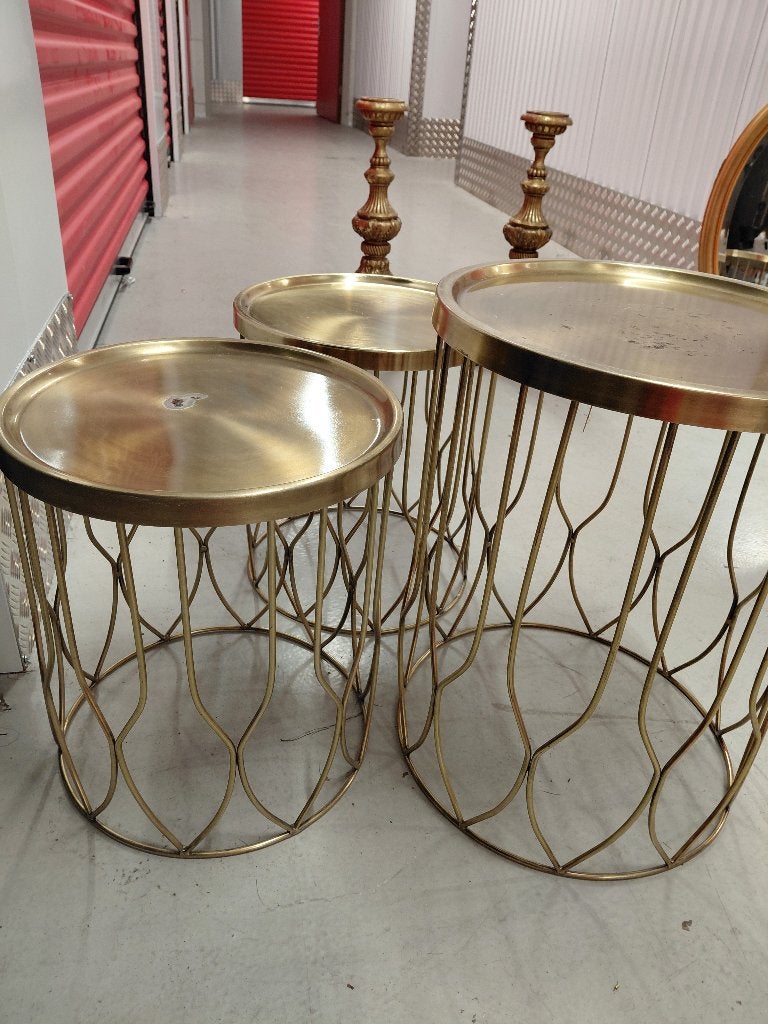 Bijzettafels, Huis en Inrichting, Tafels | Bijzettafels, Minder dan 55 cm, Gebruikt, Metaal of Aluminium, Rond