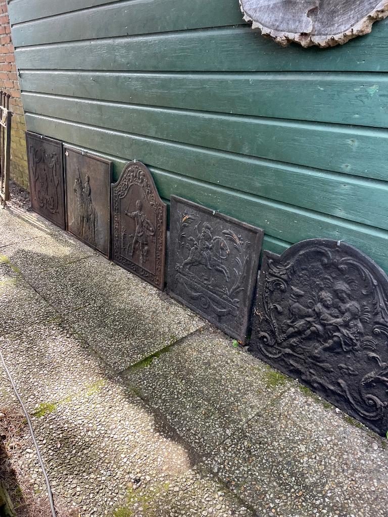 franse haardplaat, haardbokken, vuurbokken, antiek, Ophalen, Gebruikt, Vrijstaande haard, Houthaard