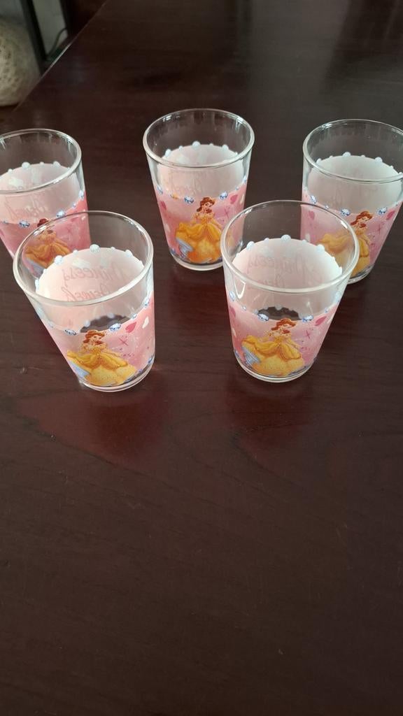 Set van 9 disney prinsessen glazen 16cl, Glas of Glazen, Nieuw, Ophalen of Verzenden, Glas