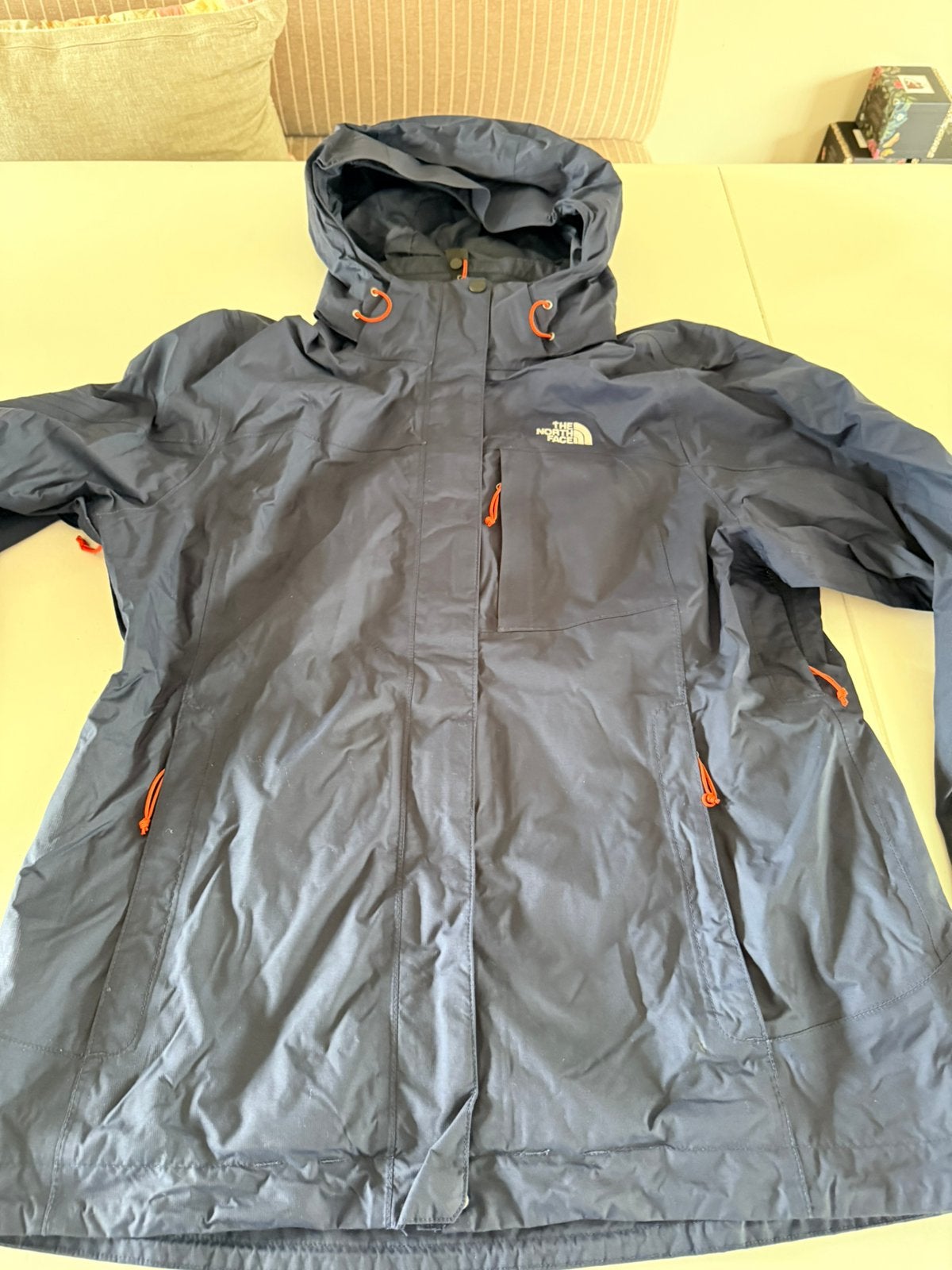 The North Faces dames regen najaars jas mt L donkerblauw, Ophalen, Zo goed als nieuw, Maat 42/44 (L), Blauw