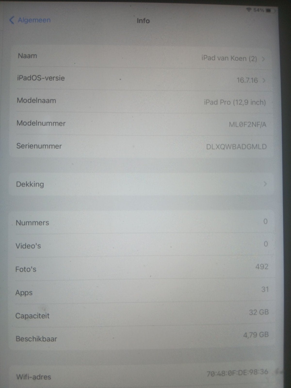 Apple iPad Pro (12.9 inch) 1e generatie 32GB (Model A1584), Computers en Software, Ophalen, 32 GB, Apple iPad Pro, Grijs