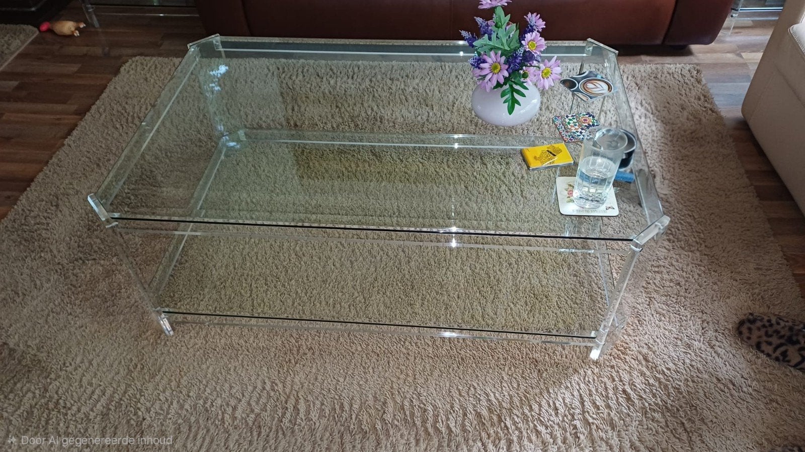 Glazen salontafel - 68x108x40 cm, Ophalen, Gebruikt, 100 tot 150 cm, 50 tot 100 cm