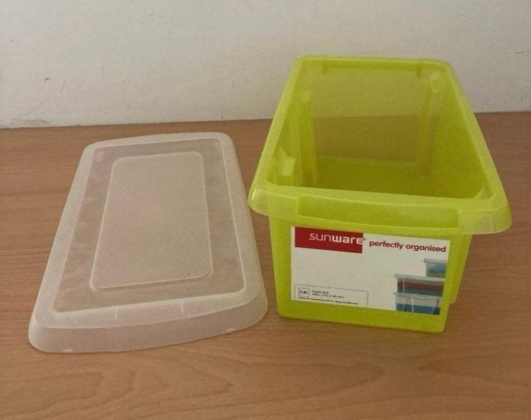 Limegroen kunststof opbergbox met deksel 7.0 L - SUNWARE, Ophalen, Zo goed als nieuw