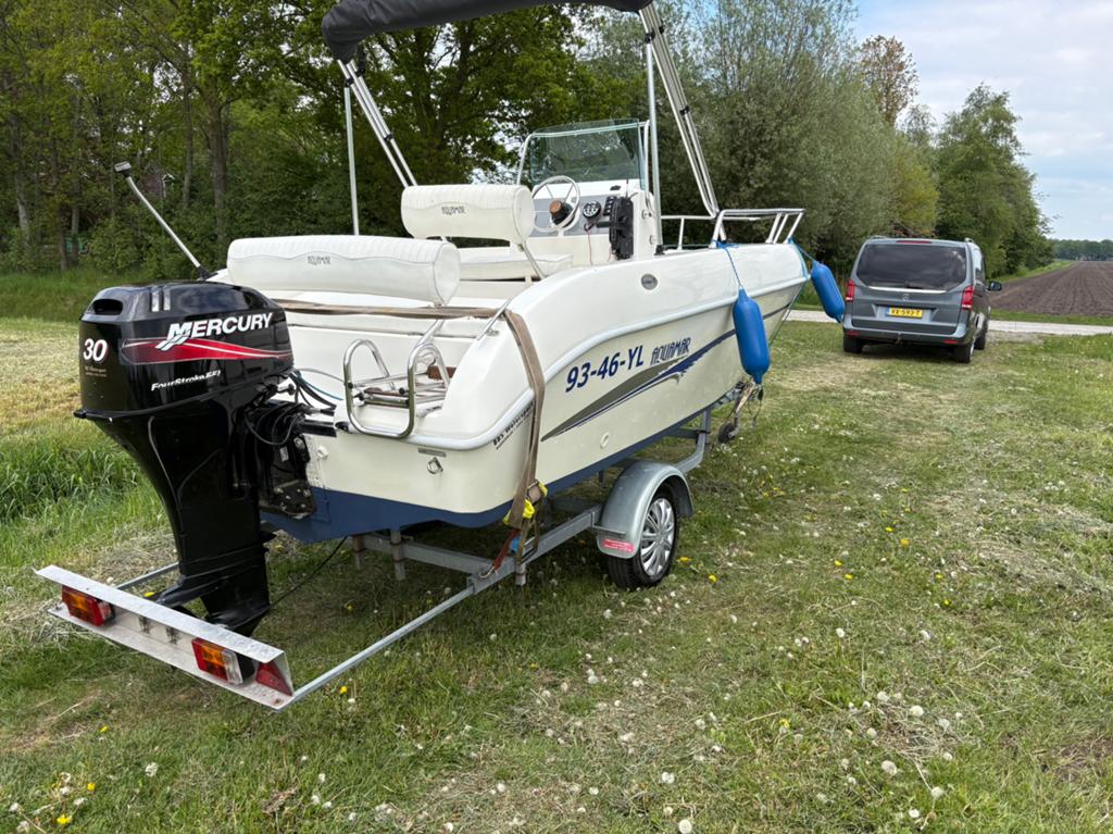 Nette Console boot 5.20 met 30 pk mercury en trailer enz, Watersport en Boten, Ophalen, Overige merken, Gebruikt, Viertaktmotor