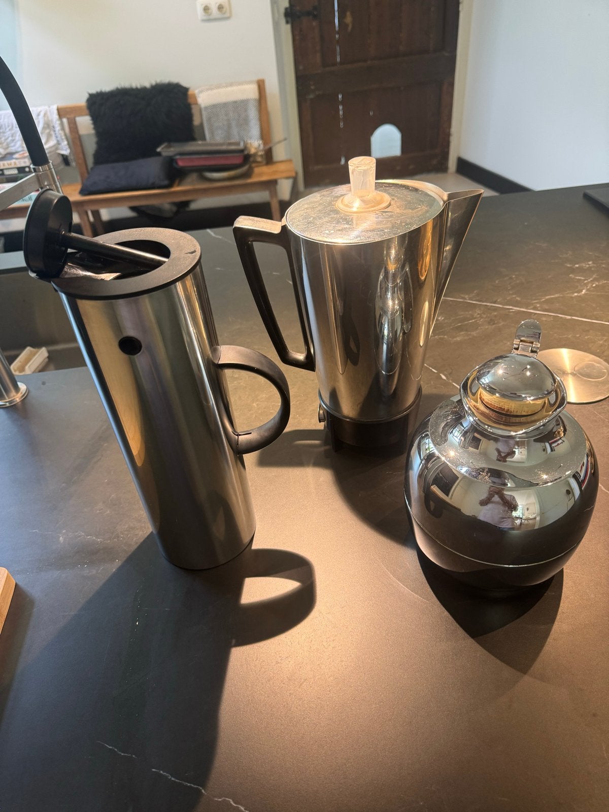Thermoskannen Alfi, Stelton DK & Percolator Daalderop, Zilver, Ophalen of Verzenden, Metaal, Overige merken