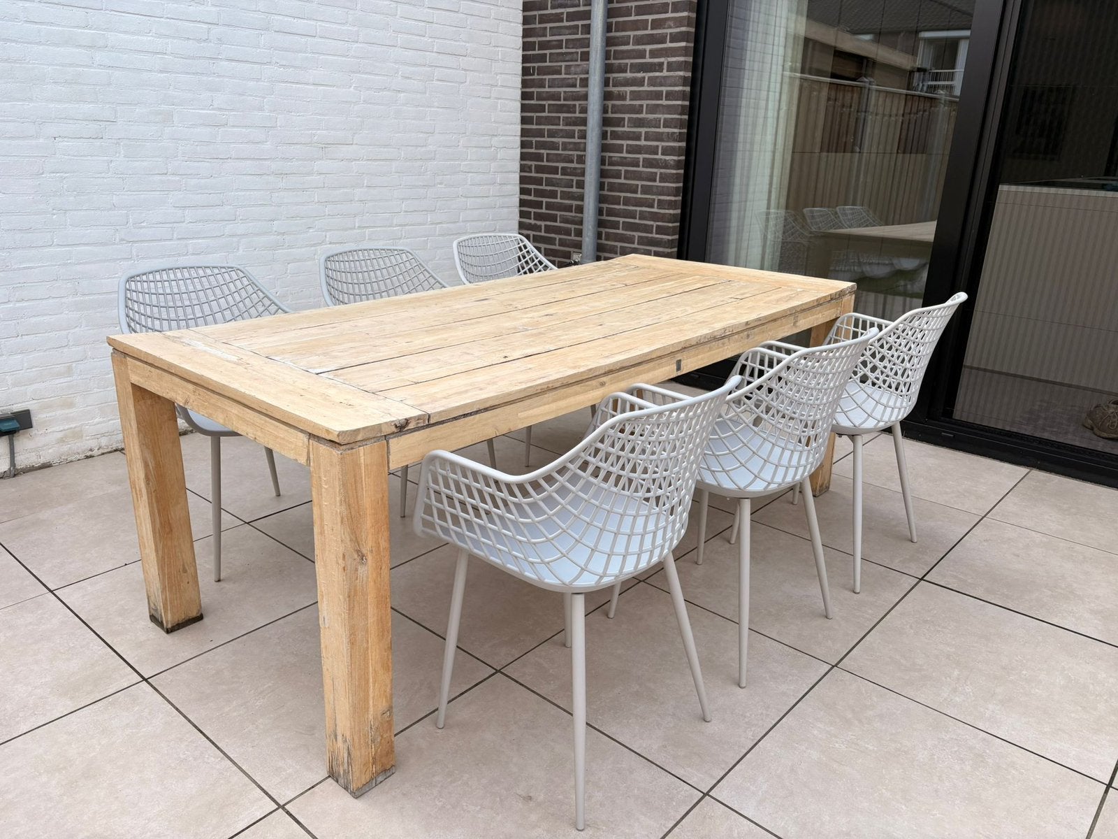 Tuintafel taekhout 6 personen, Ophalen, Gebruikt, Rechthoekig, Hout