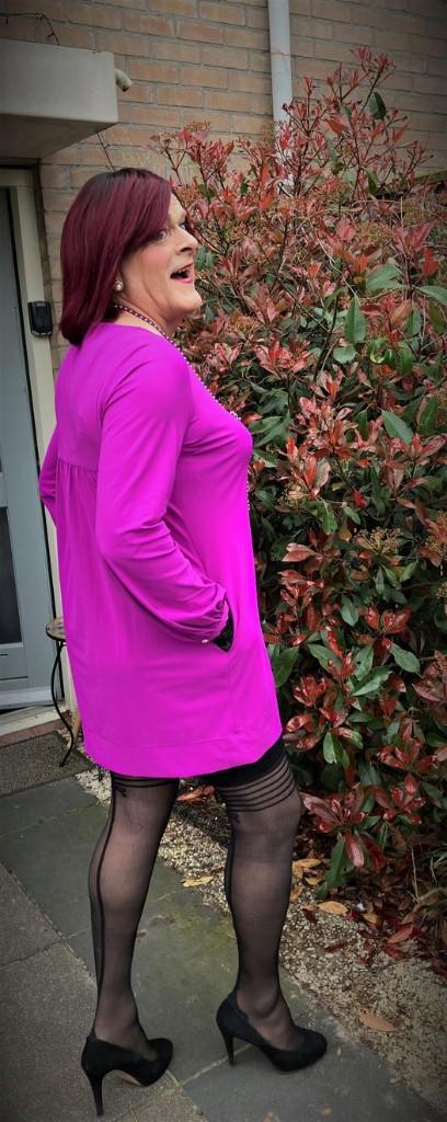 LaDress jurkje paars XXL als nieuw lange mouw mt 46, Verzenden, Paars, Maat 46/48 (XL) of groter, Zo goed als nieuw