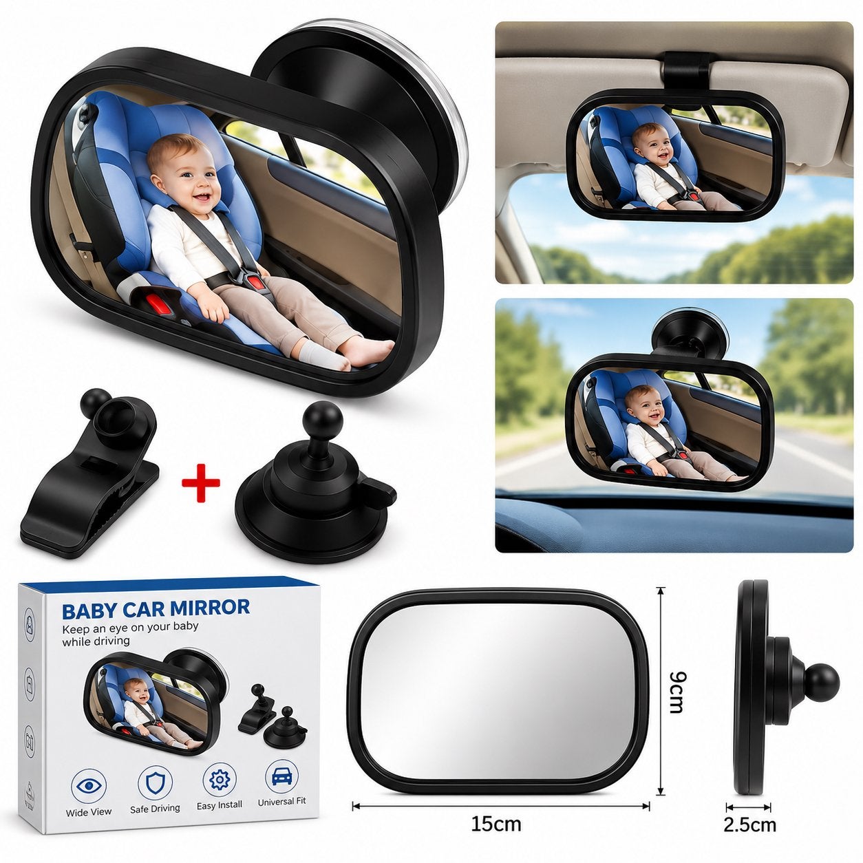 Baby Autospiegel - 360 Verstelbaar - Veilig Zicht, Kinderen en Baby's, Verzenden, Nieuw, Overige merken, Overige methoden