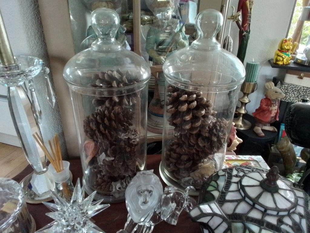 2 Grote Glazen potten, Huis en Inrichting, Woonaccessoires | Overige, Nieuw, Ophalen of Verzenden