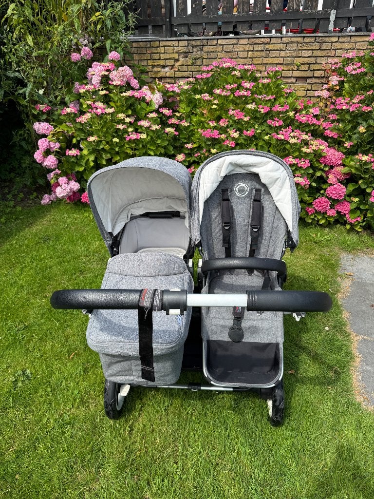 Duo kinderwagen Bugaboo Donkey 2 grijs melange perfectestaat, Kinderen en Baby's, Kinderwagens en Combinaties, Ophalen, Bugaboo