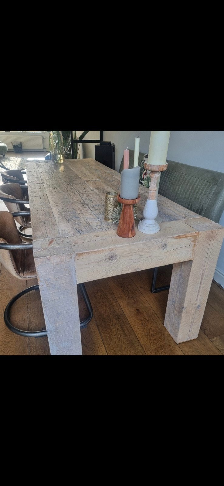 Robuuste houten eettafel - Landelijke stijl, Gebruikt, Landelijke, robuuste stijl, 200 cm of meer, Vijf personen of meer