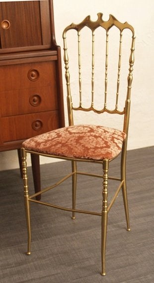 Chiavari brass chair - jaren 60 design stoel messing, Huis en Inrichting, Gebruikt, Overige kleuren, -, VINTAGE MID CENTURY DESIGN = HOLLYWOOD REGENCY