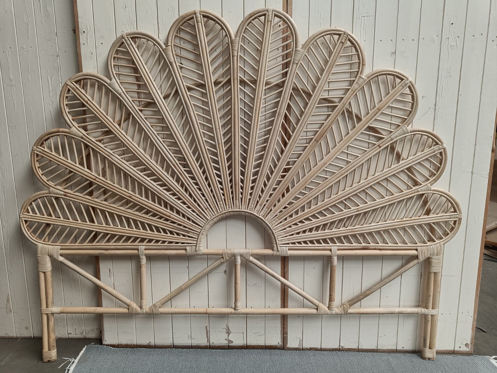 Rotan hoofdbord 200 cm rattan hoofdeinde bamboe bed boho, Ophalen, 180 cm, Stapelbed, Nieuw