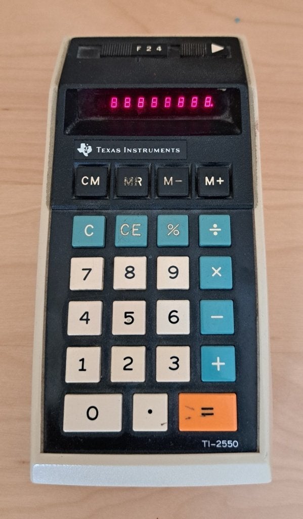 Vintage rekenmachine - Texas Instruments - TI-2550, Ophalen of Verzenden, Gebruikt