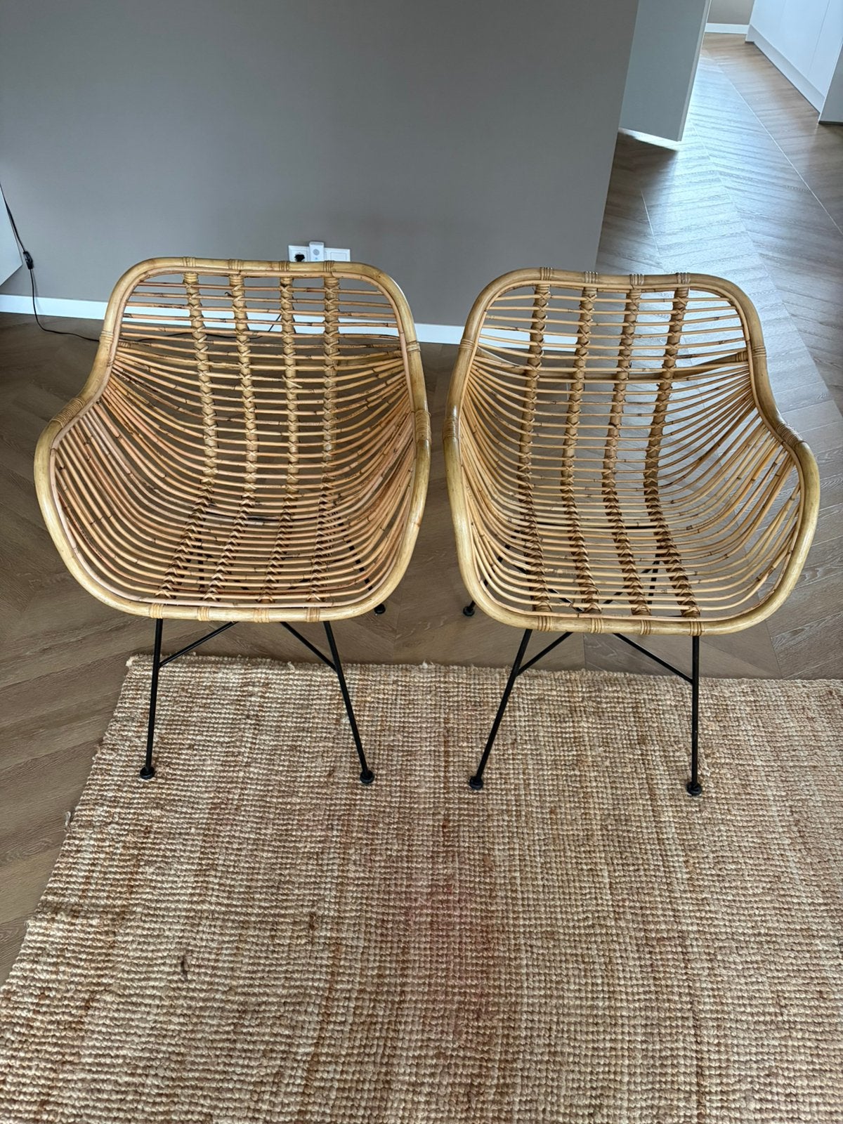 Rotan kuipstoeltjes, Huis en Inrichting, Ophalen, Zo goed als nieuw, Bruin, Twee