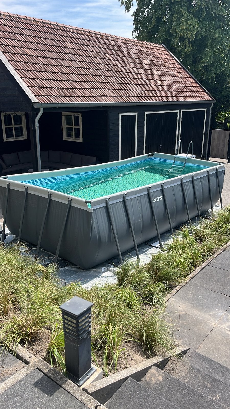 Intex zwembad 549x274x132 incl. zandfilterpomp en accessoire, Tuin en Terras, Zwembaden, 200 tot 300 cm, Zo goed als nieuw, Rechthoekig