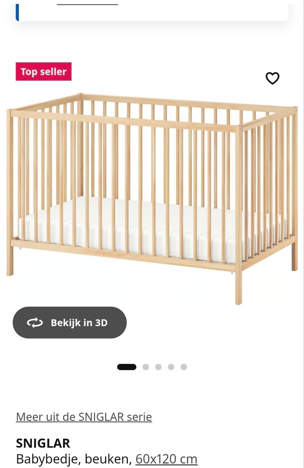 Ikea kinderbed Sniglar hout. Compleet + matras en toebehoren, Ophalen, 140 tot 160 cm, 70 tot 85 cm, Matras