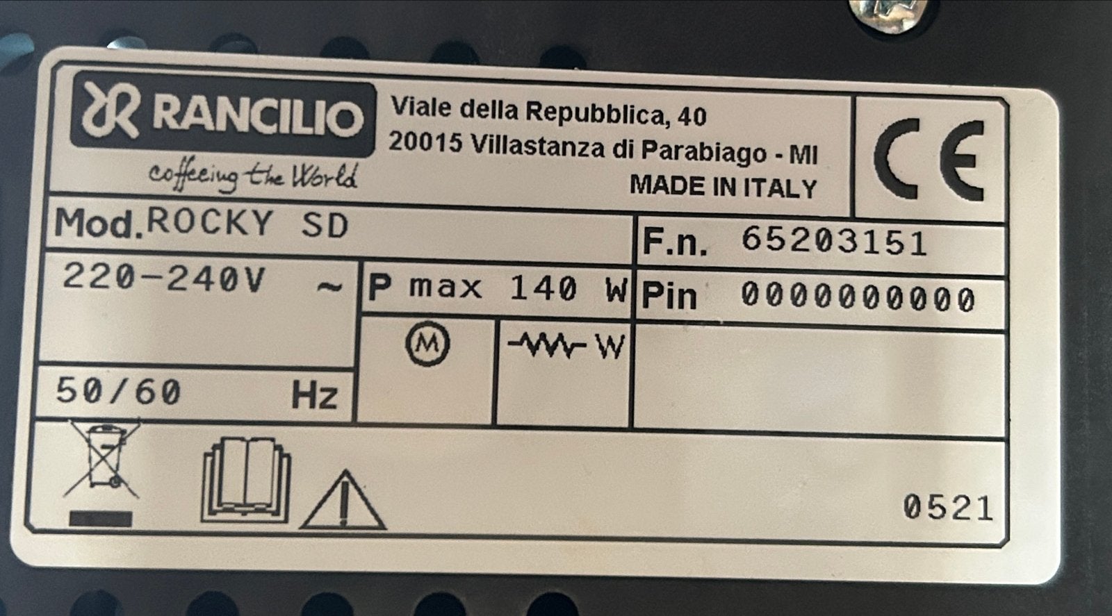 Rancilio Rocky SD Koffiemolen - Professionele Kwaliteit, Ophalen, Zo goed als nieuw, Overige modellen, Koffiebonen