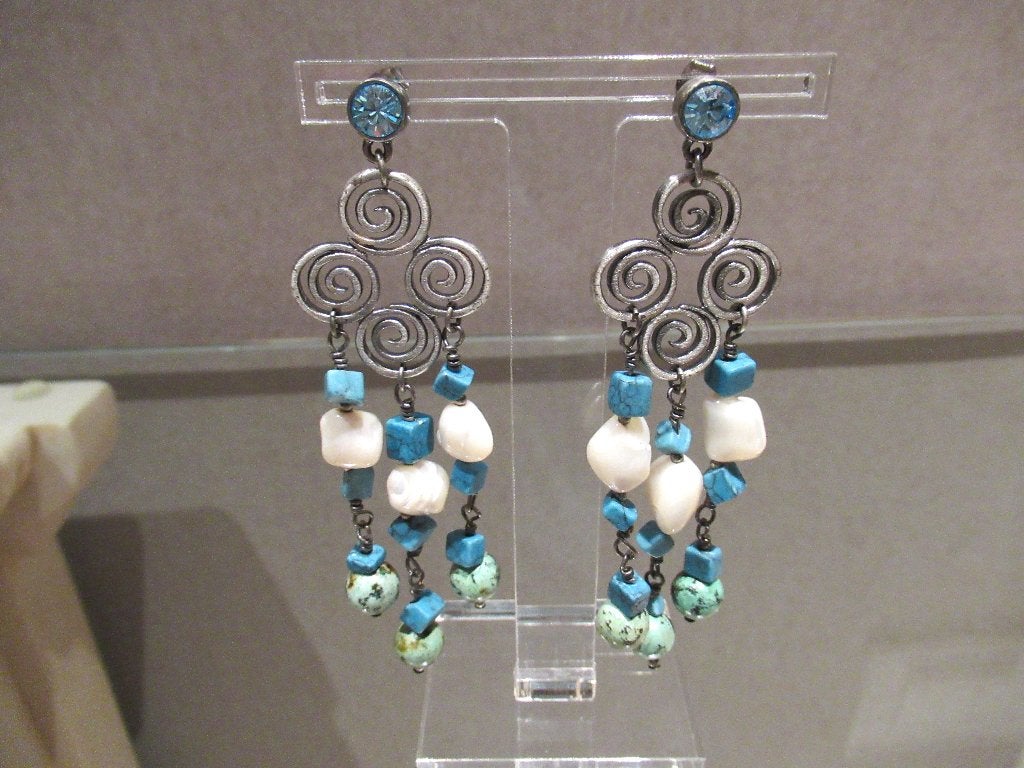Nieuwe Dyrberg/Kern oorhangers met turquoise, Met kristal, Overige materialen, Hangers, Nieuw