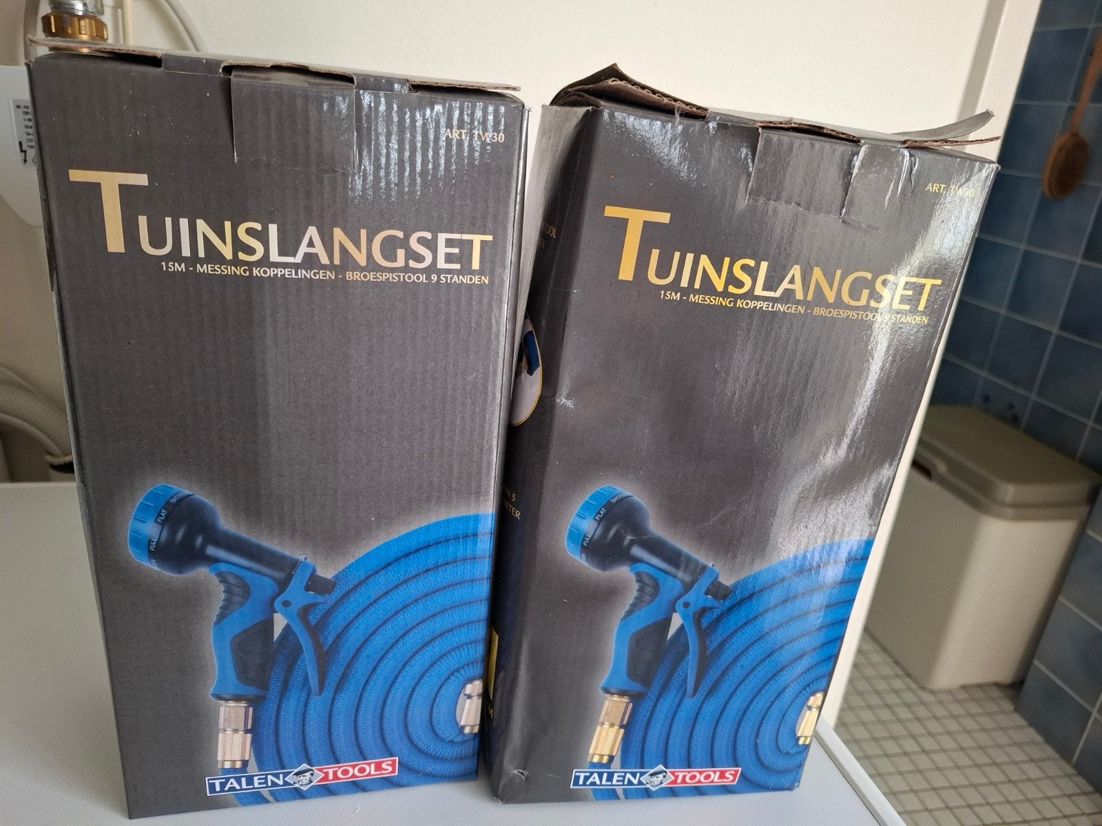 Tuinslangset 15M met messing koppelingen en broespistool, Ophalen of Verzenden, Nieuw