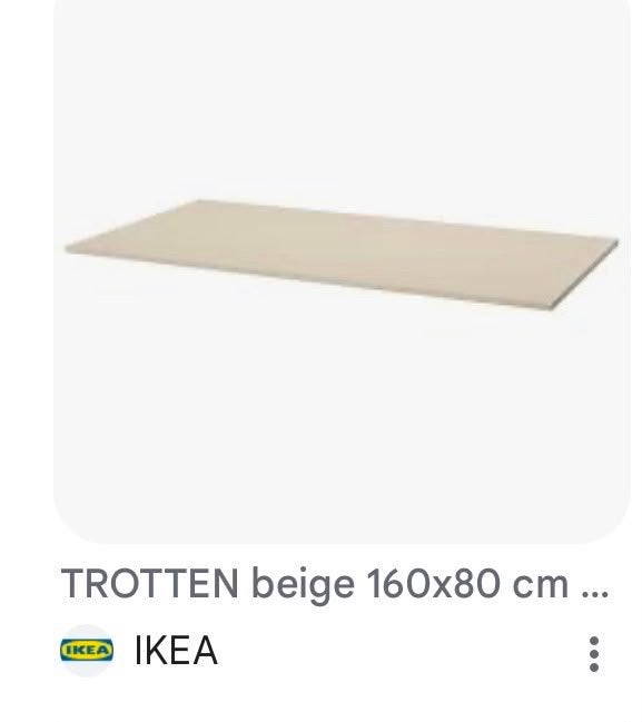 IKEA TROTTEN Bureau blad beige 160x80 cm, Huis en Inrichting, Spaanplaat of MDF, Ophalen of Verzenden, Zo goed als nieuw, IKEA