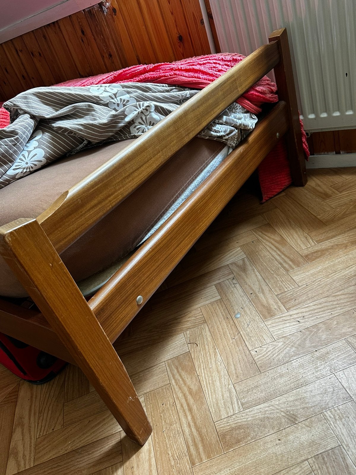 Vintage design 1 pers ledikant, Huis en Inrichting, Slaapkamer | Bedden, Ophalen, Gebruikt, 90 cm, Eenpersoons