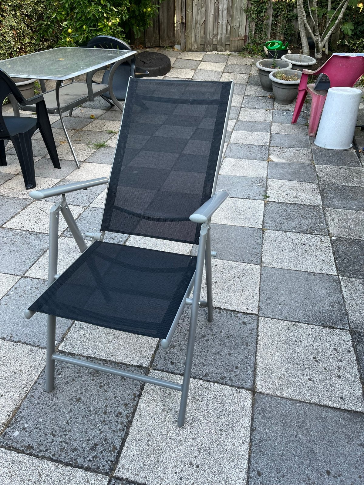 NIEUW: tuinstoel, inklapbaar, zwart/grijs, Ophalen, Nieuw, Metaal, Inklapbaar