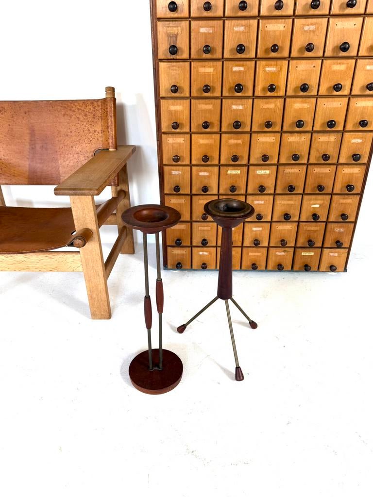 Set van 2 vintage Deense teakhouten asbakken ‘60, Verzamelen, Retro, Huis en Inrichting, Ophalen of Verzenden