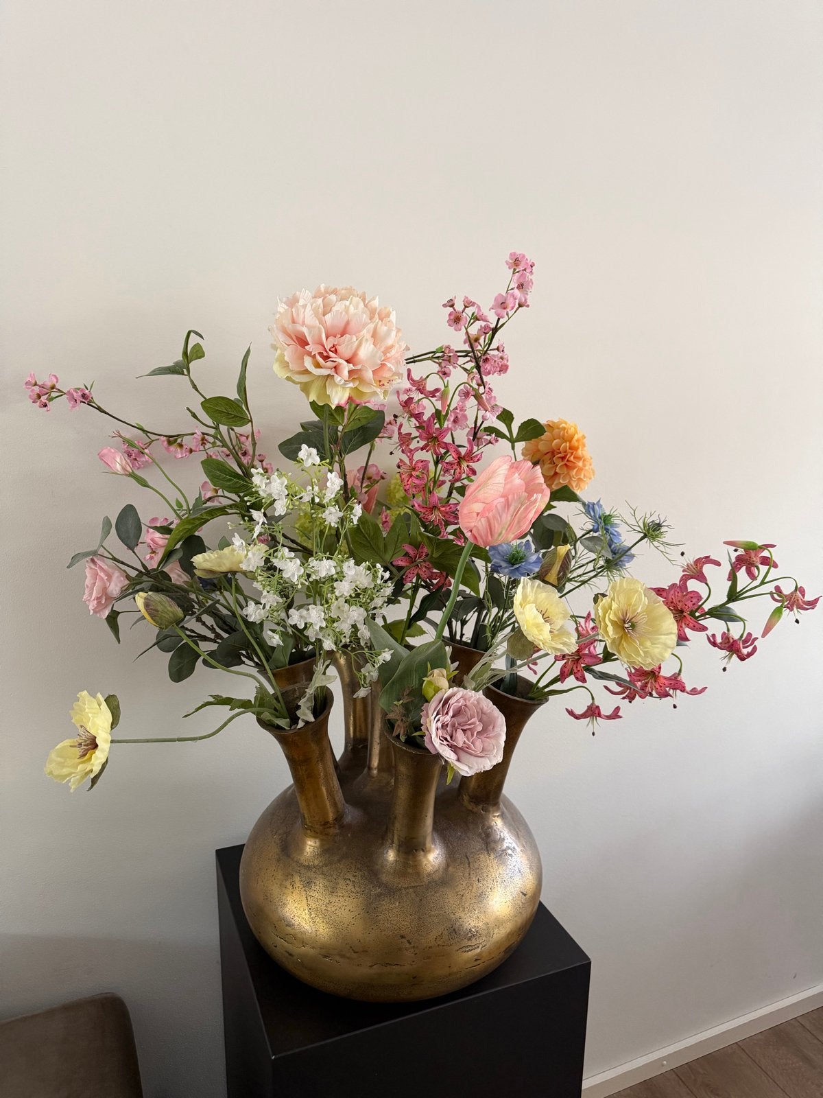 Toetervaas xl incl. Bloemen, Ophalen, Gebruikt, Met patroon/structuur, Metaal