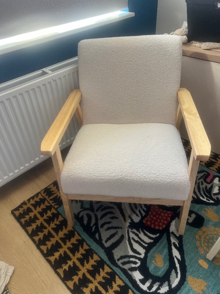 Teddy stoel wit seeek, Huis en Inrichting, Ophalen, Nieuw, Hout, Minder dan 50 cm