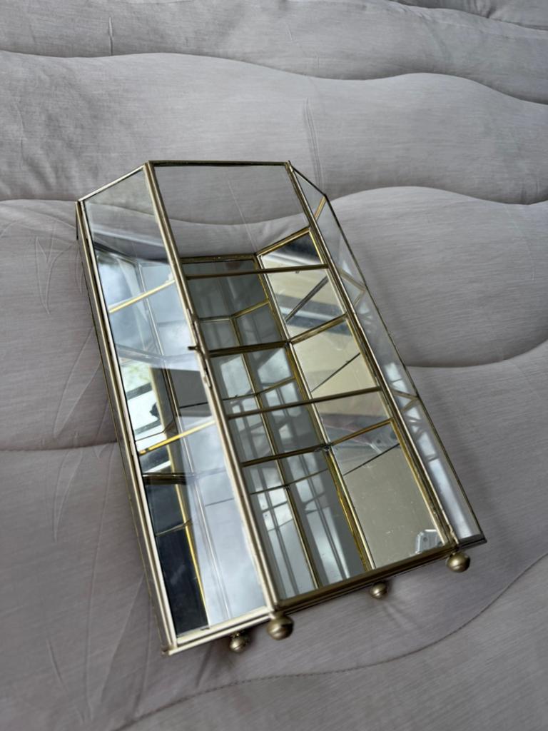 Brocante / antiek glazen kastje met gouden details, Ophalen of Verzenden