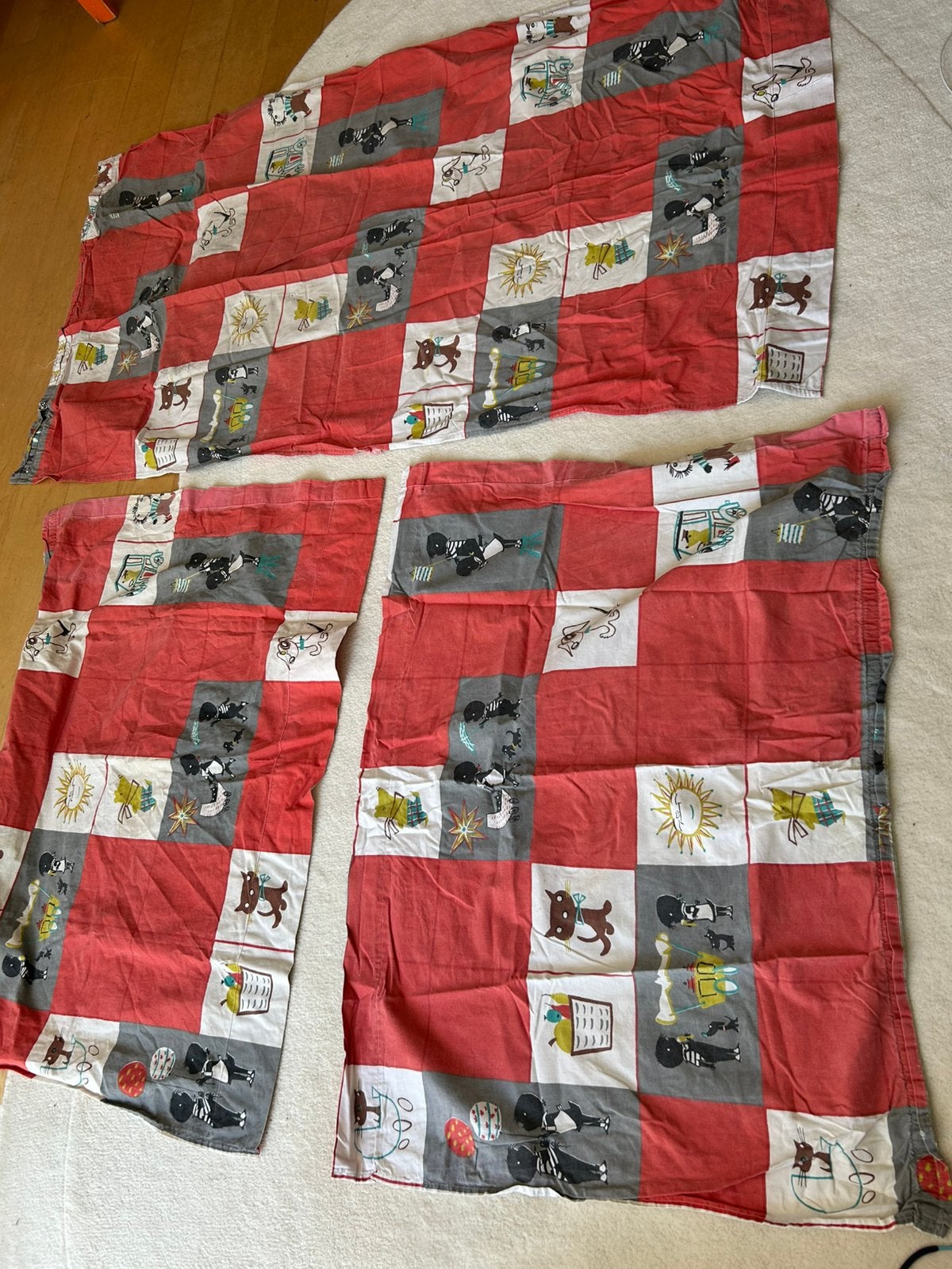 Fiep westendorp kompasstof  zeldzaam brocante stof  1956, Gebruikt, Ophalen of Verzenden, 30 tot 120 cm, Katoen