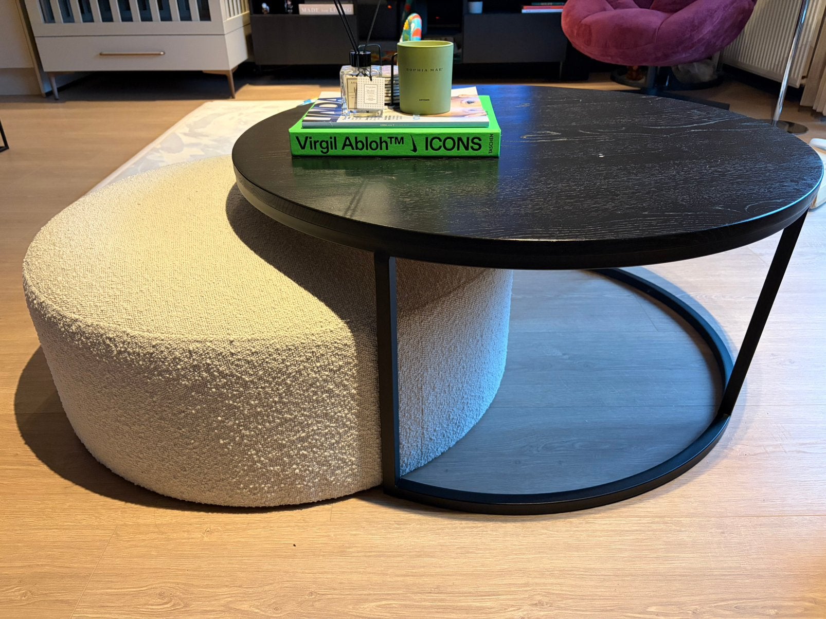 Salontafel met hocker, Huis en Inrichting, Ophalen, Gebruikt, 100 tot 150 cm, 50 tot 100 cm