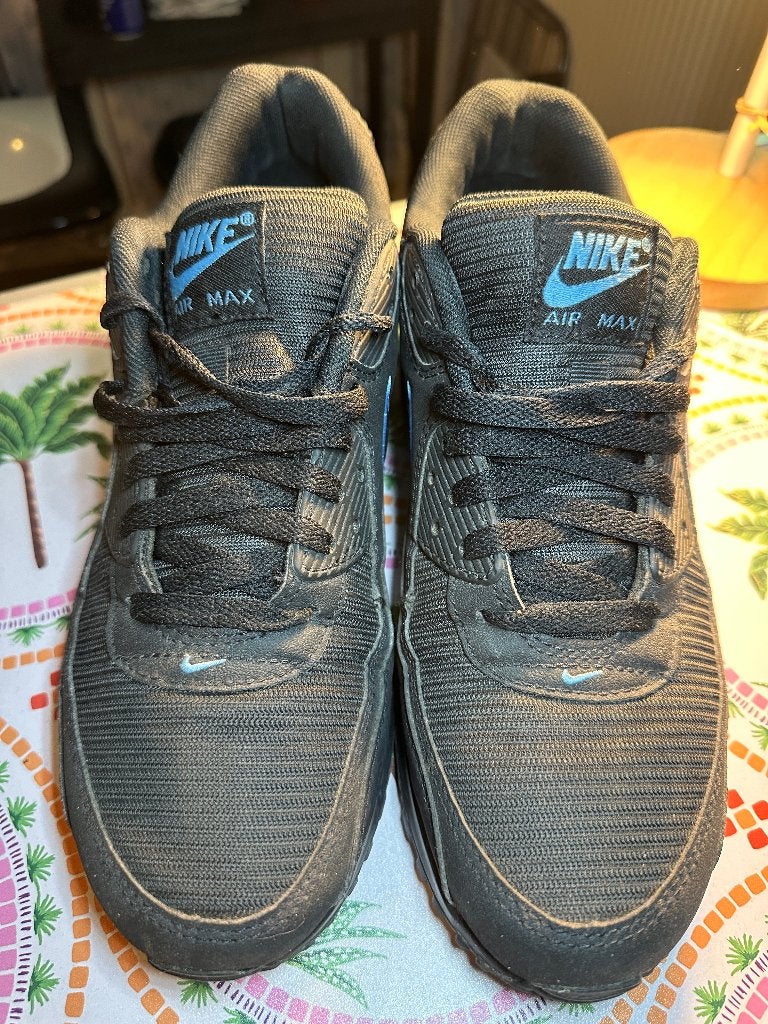 Nike Air Max 90 Black/University Blue, very good condition, Kleding | Heren, Ophalen, Blauw, Sportschoenen, Nike