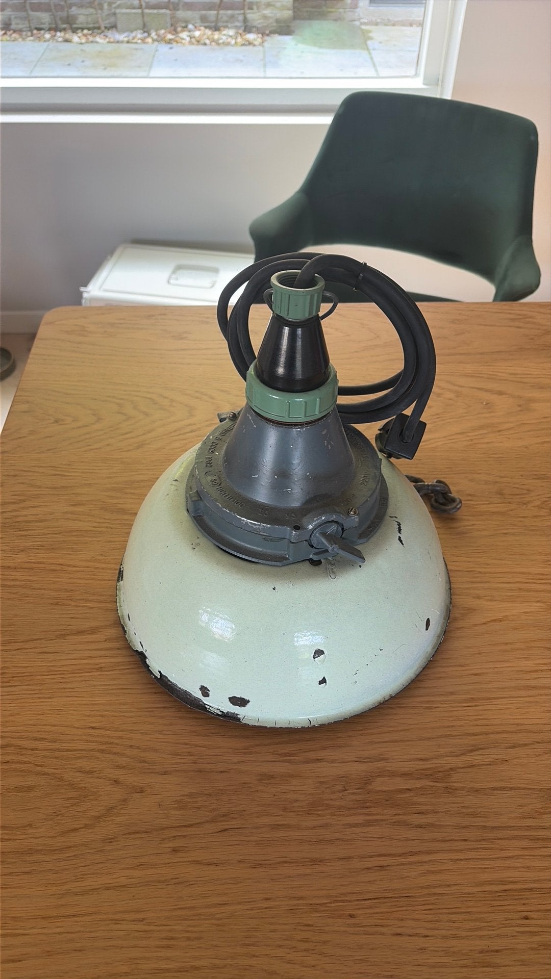 Industriele stoere lamp - antiek lamp - hanglamp, Antiek en Kunst, Ophalen
