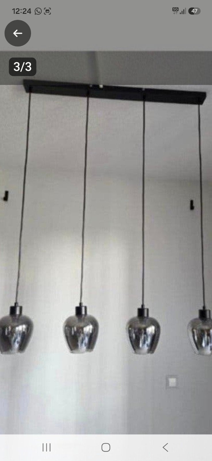 Zo goed als nieuwe hanglamp met smoke glas - 4 lichts, Huis en Inrichting, Lampen | Hanglampen, Ophalen of Verzenden, Zo goed als nieuw