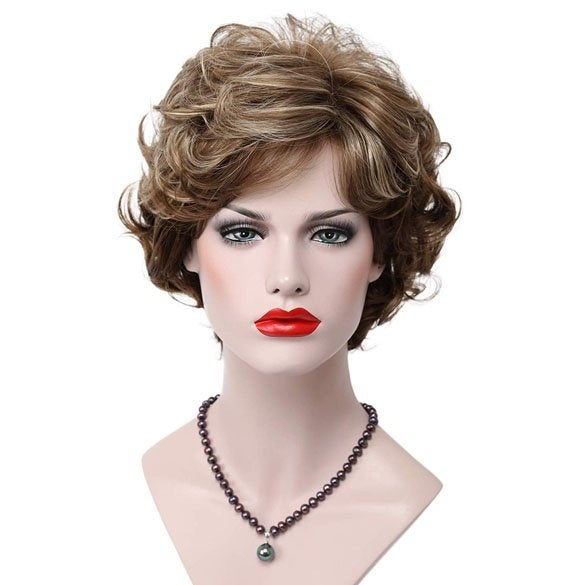 Moderne pruik kort krullend haar kleur 12TT26, Verzenden, Nieuw, Pruik of Haarverlenging