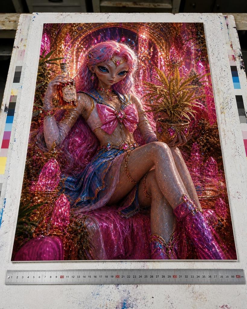 Betoverende alienprinses canvasdoek 40x50 cm, Ophalen of Verzenden, Nieuw