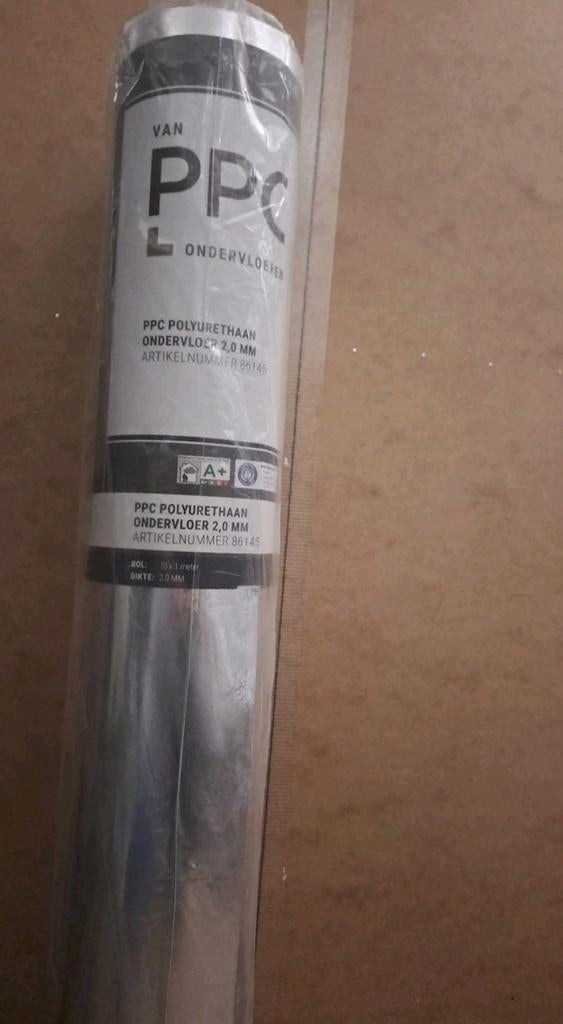 PPC Polyurethaan 10 x 1 Meter 2mm ondervloer laminaat parket, Minder dan 4 cm, Overige materialen, Nieuw, Vloerisolatie
