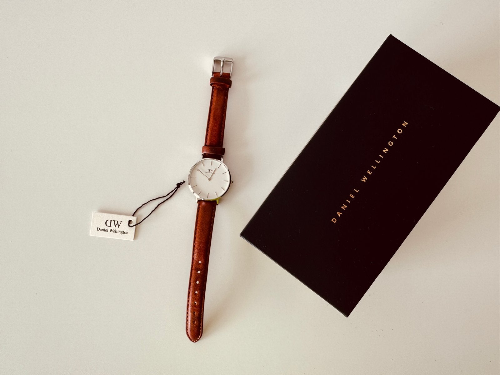 Daniel Wellington Horloge, Leer, Staal, Polshorloge, Zo goed als nieuw
