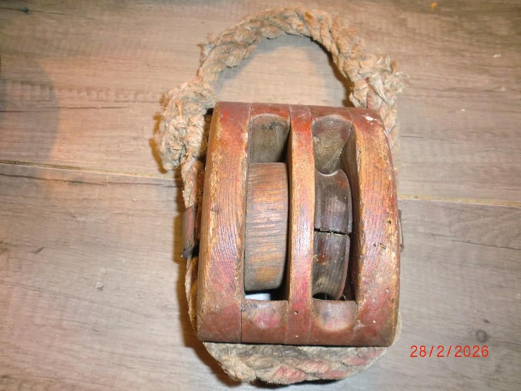 oud houten scheepsblok, Ophalen of Verzenden, Gebruikt, Zeilboot, Gebruiksvoorwerp
