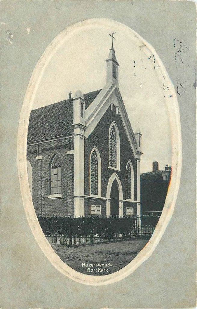 701-337-001 Hazerswoude Geref Kerk, Verzamelen, Ansichtkaarten | Nederland, Verzenden, Voor 1920, Zuid-Holland