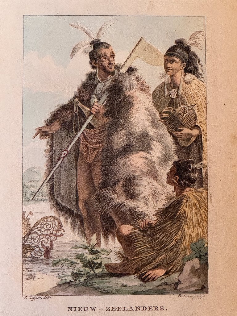 1836 Nieuw Zeelanders Maori - Kuyper Handgekleurd - P0908, Ophalen of Verzenden, Gravure, 1800 - 1899