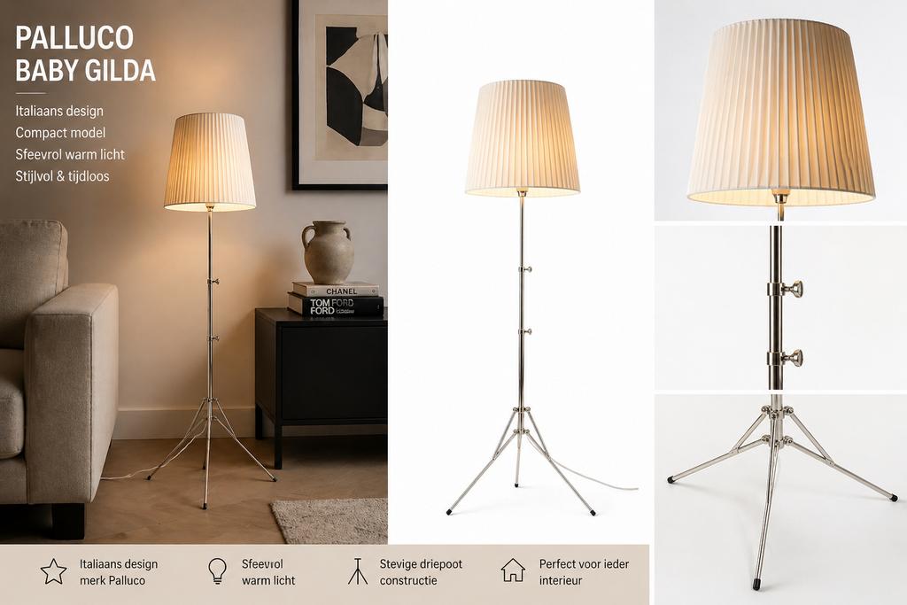 Palluco lamp Baby Gilda met ecru kap in hoogte verstelbaar, Ophalen, Zo goed als nieuw, E27 (groot)