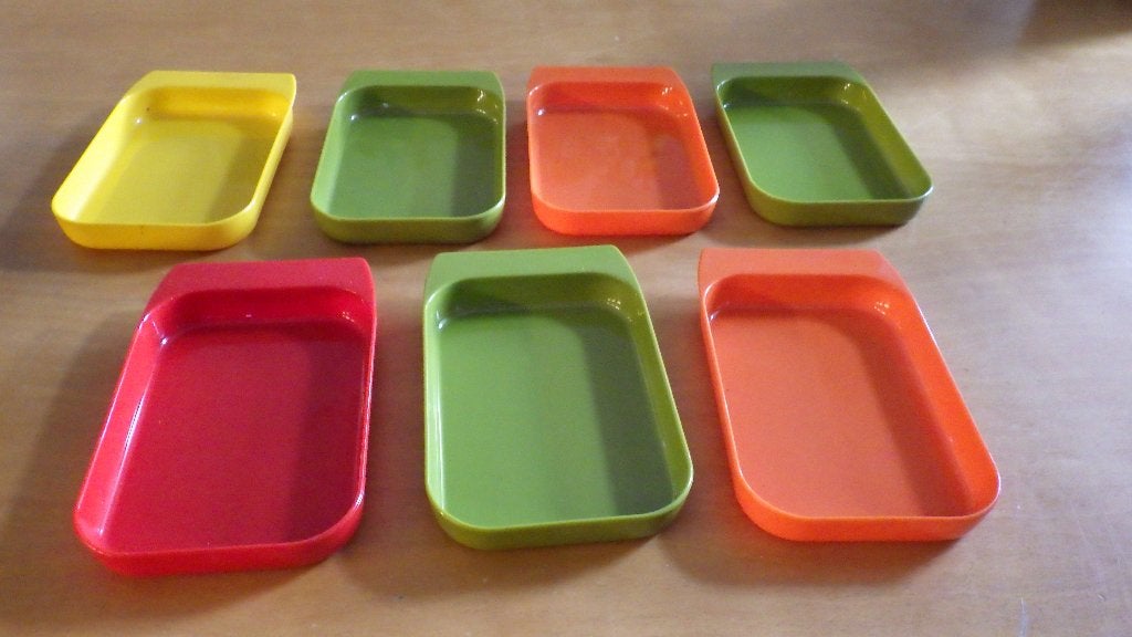 mooi gekleurde jaren '70 snackschaaltjes, Verzamelen, Retro, Ophalen of Verzenden, Overige typen