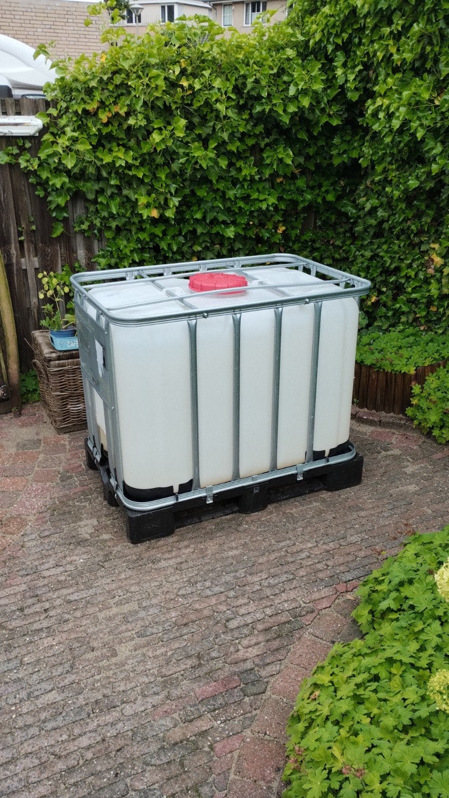 Gebruikte IBC tank krat 600 liter, Ophalen, Kunststof, Gebruikt, Met kraantje