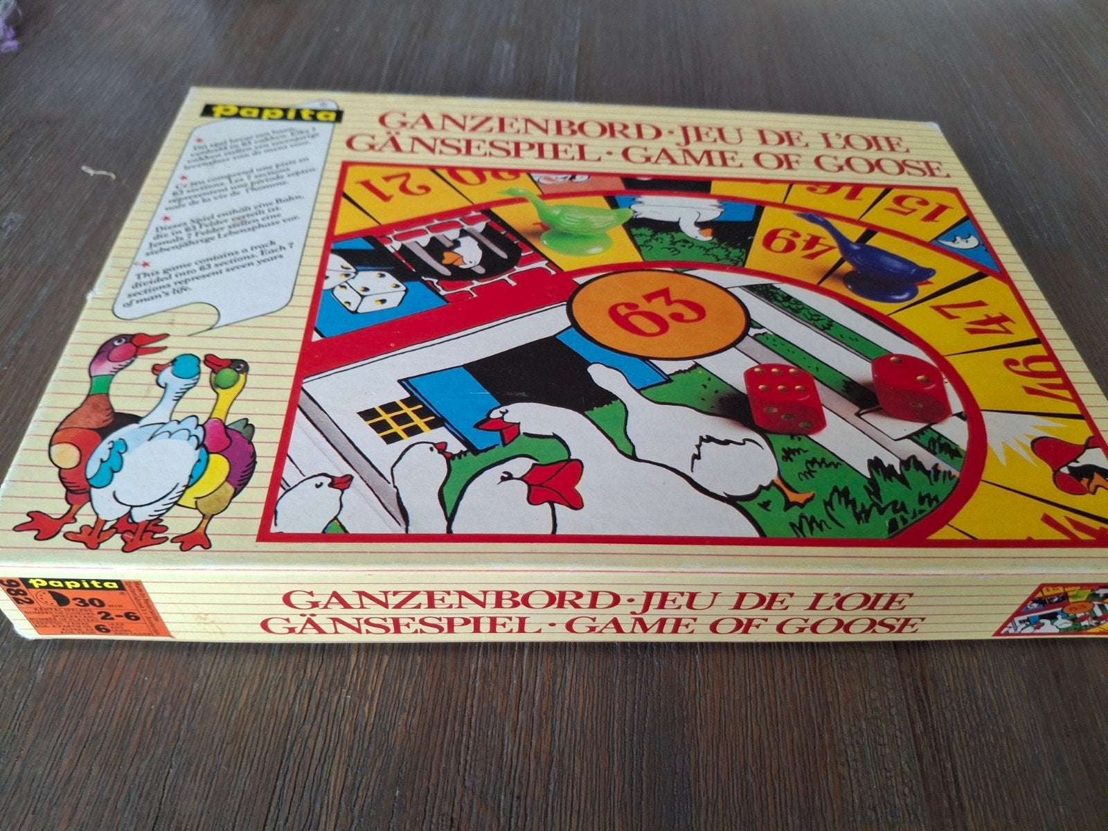Ganzenbord - Klassiek bordspel voor het hele gezin, Drie of vier spelers, Ophalen of Verzenden, Gebruikt, Papita