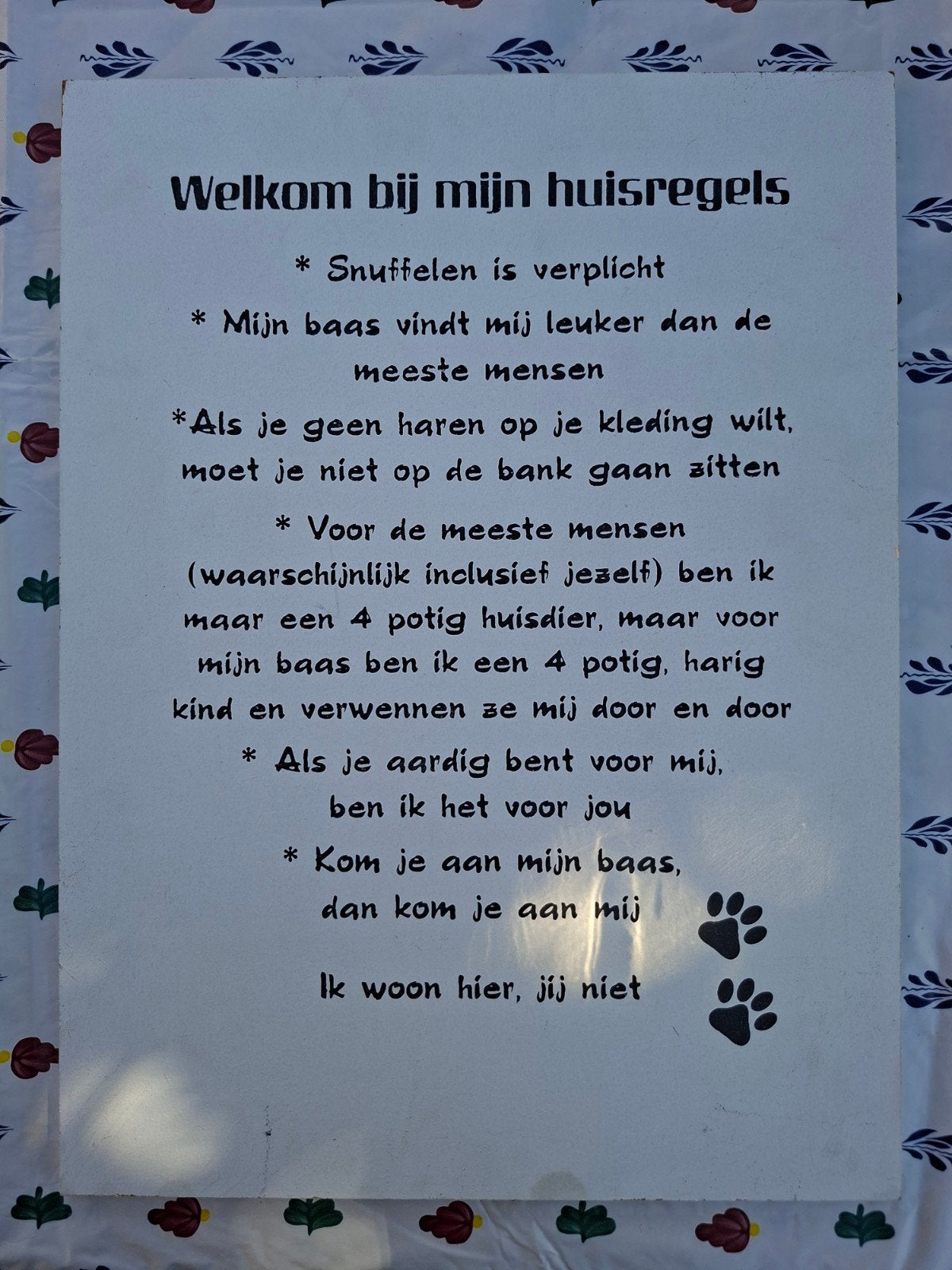 Leuk wandbord voor de hondenliefhebber, Ophalen