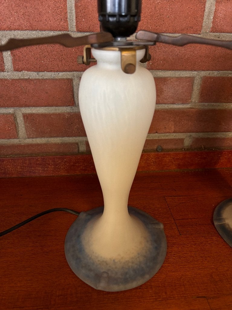 Vintage art deco tafellampvoeten glas paar  CS26535, Ophalen, Gebruikt, E27 (groot), Vintage